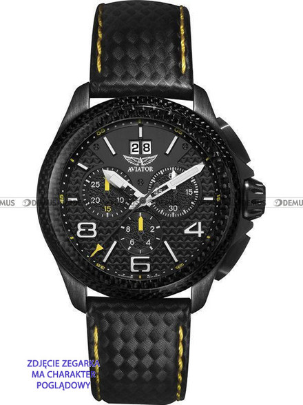 Pasek skórzano-karbonowy do zegarka Aviator MIG 35 - 24 mm