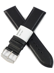 Pasek skórzany do zegarka - Rochet Neptune 7230801 - 22 mm - Czarny