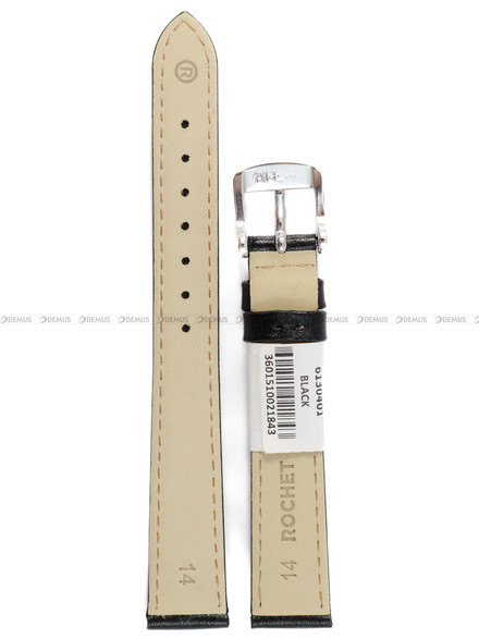 Pasek skórzany do zegarka - Rochet Leeds 6130401 - 14 mm - Czarny