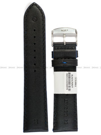 Pasek skórzany do zegarka - Rochet Neptune 7230861 - 22 mm - Czarny niebieskie przyszycie