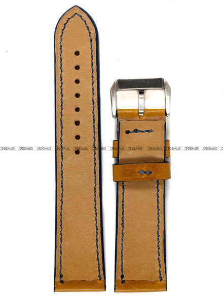 Pasek skórzany ręcznie robiony A. Kucharski Leather - Conceria Il Ponte Wax - pumpkin/navy 22 mm