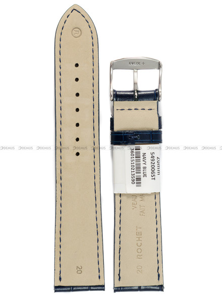 Pasek skórzany do zegarka - Rochet Charleston 5492006ST - 20 mm - Niebieski