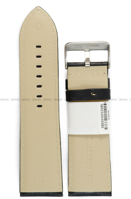 Pasek skórzany do zegarka - Rochet Aviator 5522601 - 26 mm - Czarny beżowe przyszycie
