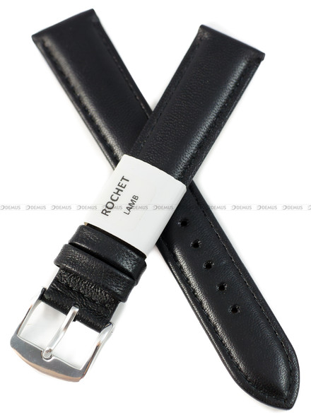Pasek skórzany do zegarka - Rochet Screen 6330601 - 18 mm - Czarny