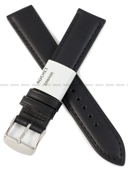 Pasek skórzany do zegarka - Rochet Miami 5411801ST - 18 mm - Czarny