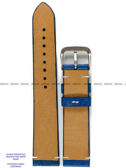 Pasek skórzany ręcznie robiony A. Kucharski Leather - Conceria Il Ponte Maya Simple - blue/white 16 mm
