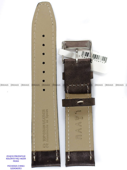Pasek skórzany do zegarka - LAVVU LSKUC22 - 22 mm brązowy