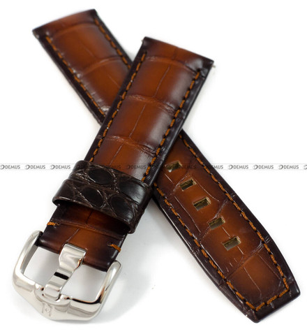 Pasek skórzany z aligatora, ręcznie robiony, do zegarka - Hirsch Tritone Alligator Vintage 08607015-2-22 - 22 mm