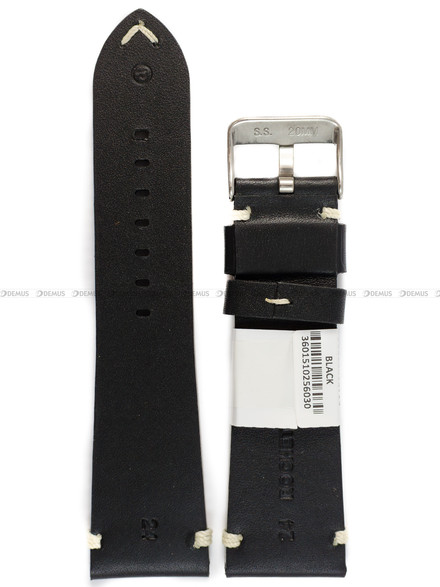 Pasek skórzany do zegarka - Rochet Harrison 7442401ST13 - 24 mm - Czarny