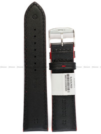 Pasek skórzany do zegarka - Rochet Neptune 7230851 - 22 mm - Czarny czerwone przyszycie
