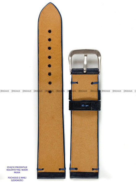 Pasek skórzany ręcznie robiony A. Kucharski Leather - Badalassi Carlo Pueblo Simple - navy/navy 16 mm