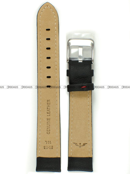 Pasek skórzany do zegarka Bisset - BS-158 - 18 mm - XL czarny