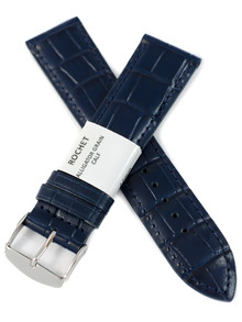 Pasek skórzany do zegarka - Rochet Charleston 5492206ST - 22 mm - Niebieski