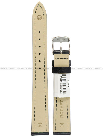 Pasek skórzany do zegarka - Rochet Miami 5411401ST - 14 mm - Czarny