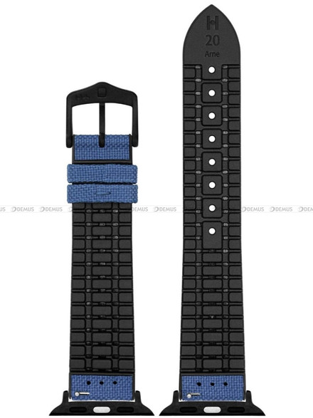 Pasek metariałowo-kauczukowy z adapterem do Apple Watch - Hirsch Arne 0925090080AD-5-22 - 22 mm - Zestaw