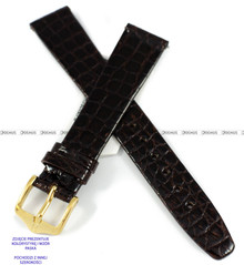 Pasek skórzany z krokodyla do zegarka - Hirsch Prestige Croco 02208010-1-18 - 18 mm - zwężany