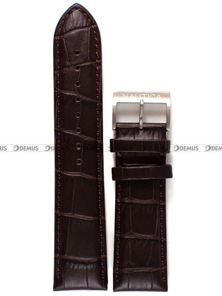 Pasek skórzany do zegarka Nautica NAI19509G - 24 mm brązowy