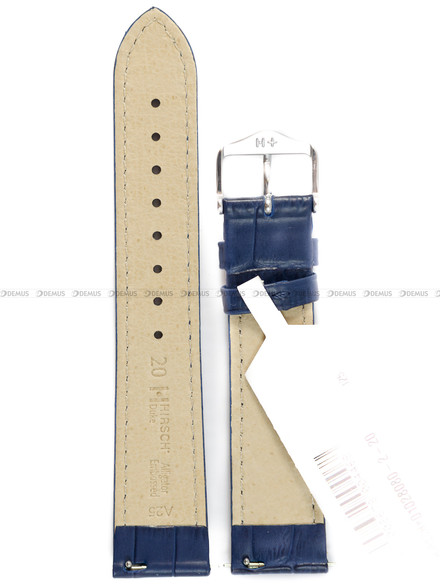 Pasek skórzany do zegarka - Hirsch Duke 01028080-2-20 - 20 mm niebieski