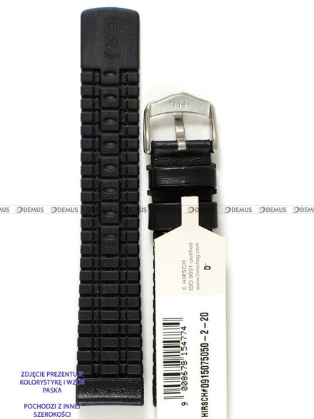 Pasek skórzano-kauczukowy do zegarka - Hirsch Tiger 0915075050-2-24 - 24 mm
