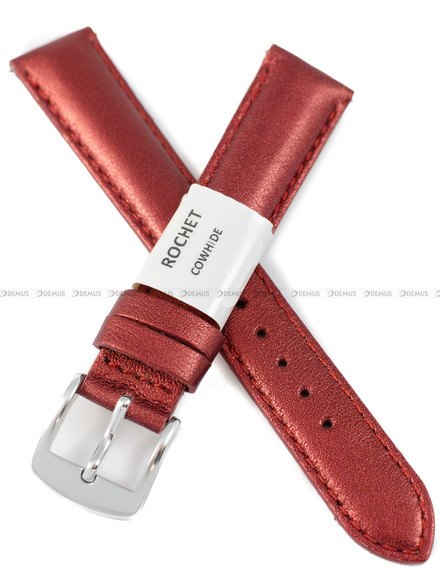 Pasek skórzany do zegarka - Rochet New York by Night 3411695XS - 16 mm - Czerwony