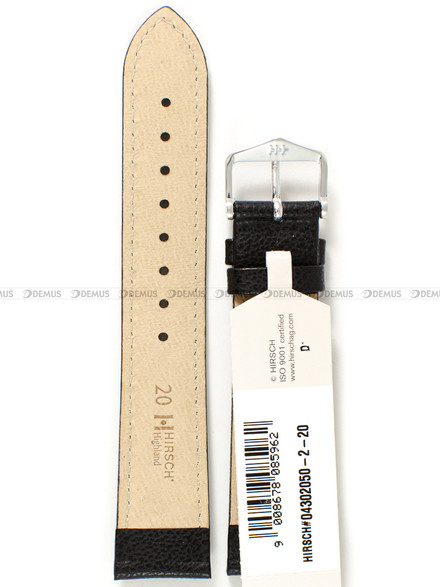 Pasek skórzany do zegarka - Hirsch Highland 04302050-2-20 - 20 mm czarny