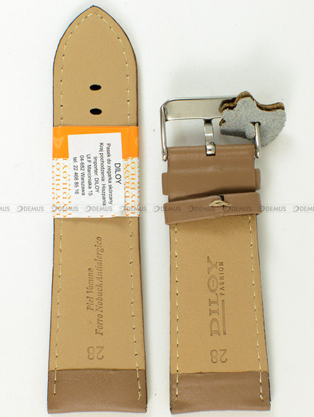 Pasek skórzany Diloy 302EA.28.17 - 28mm brązowy beżowy