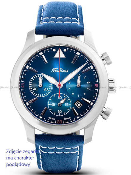 Pasek skórzany do zegarka Balticus Flying Seal - Latająca Foka BALFSQCHBLU - 22 mm
