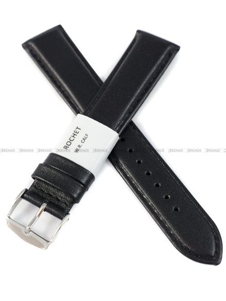 Pasek skórzany do zegarka - Rochet Neptune 7235701 XL - 20 mm - Czarny
