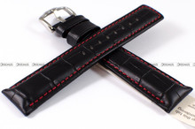 Pasek skórzany do zegarka - Grand Duke XL 02528250-2-22 - 22 mm czarny