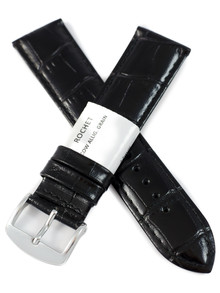 Pasek skórzany do zegarka - Rochet London 6092201 - 22 mm - Czarny