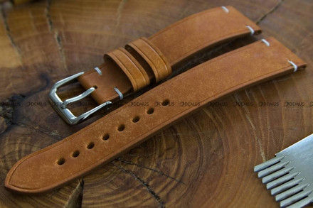 Pasek skórzany ręcznie robiony A. Kucharski Leather - Conceria Il Ponte Maya Simple - cognac/white 16 mm
