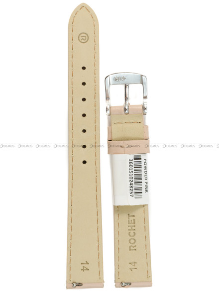 Pasek skórzany do zegarka - Rochet New York 3011430XS - 14 mm - Różowy