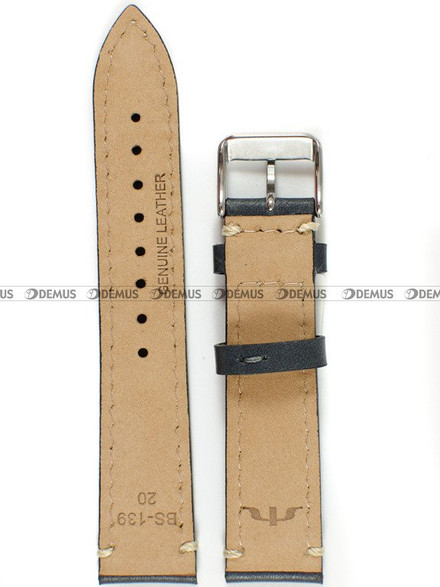 Pasek skórzany do zegarka Bisset BS-139 - 20 mm grafitowy