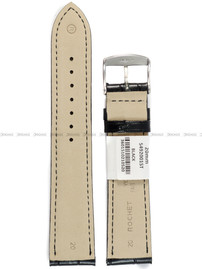 Pasek skórzany do zegarka - Rochet Charleston 5492001ST - 20 mm - Czarny