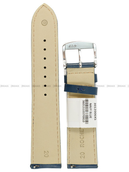 Pasek skórzany do zegarka - Rochet New York 3012006XS - 20 mm - Niebieski