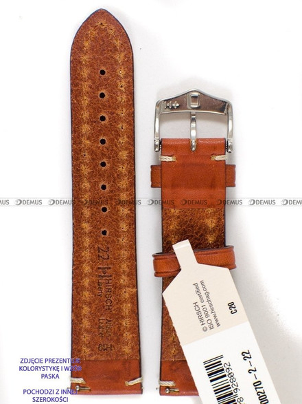 Pasek skórzany do zegarka - Hirsch Liberty 10900270-2-22 - 22 mm brązowy