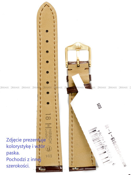 Pasek skórzany z aligatora do zegarka - Hirsch London 04207119-1-17 - 17 mm - Zwężany