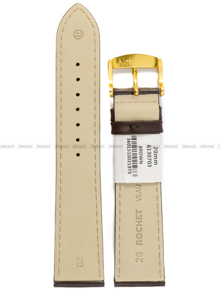 Pasek skórzany do zegarka - Rochet Leeds 6130703 - 20 mm - Brązowy