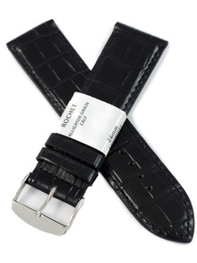 Pasek skórzany do zegarka - Rochet Charleston 5492401ST - 24 mm - Czarny