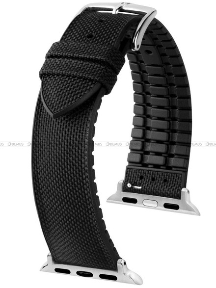 Pasek metariałowo-kauczukowy z adapterem do Apple Watch - Hirsch Arne 0925090050AD-2-22 - 22 mm - Zestaw