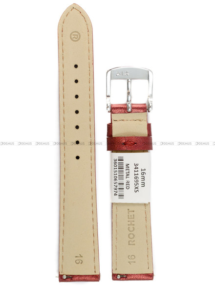 Pasek skórzany do zegarka - Rochet New York by Night 3411695XS - 16 mm - Czerwony