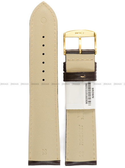 Pasek skórzany do zegarka - Rochet Ibiza 5560803 - 22 mm - Brązowy beżowe przyszycie