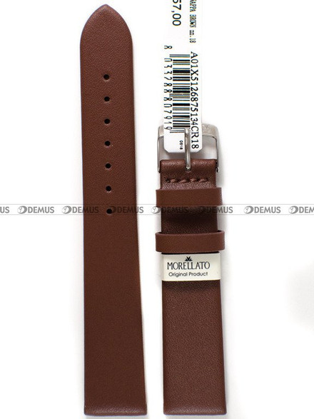 Pasek skórzany do zegarka - Morellato A01X5126875134CR18 - 18 mm brązowy
