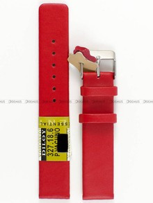 Pasek skórzany do zegarka - Diloy 327.18.6 - 18 mm czerwony