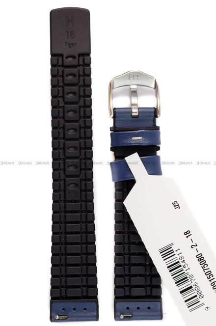 Pasek skórzano-kauczukowy do zegarka - Hirsch Tiger 0915075080-2-18 - 18 mm