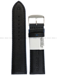 Pasek skórzany do zegarka - Rochet Neptune 7232461 - 24 mm - Czarny niebieskie przyszycie