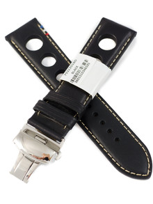 Pasek skórzany do zegarka - Rochet Le Mans 7932201BD - 22 mm - Czarny