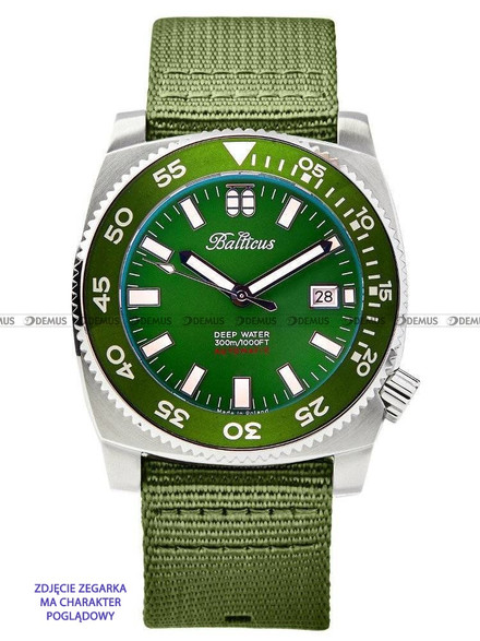 Pasek nylonowy do zegarka Balticus Deep Water Zielony - 24 mm
