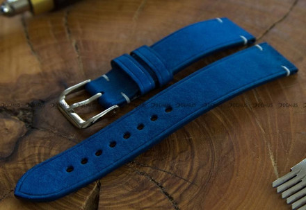 Pasek skórzany ręcznie robiony A. Kucharski Leather - Conceria Il Ponte Maya Simple - blue/white 16 mm