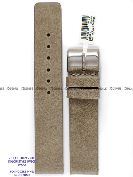 Pasek skórzany do zegarka - LAVVU LSCUF24 - 24 mm beżowy